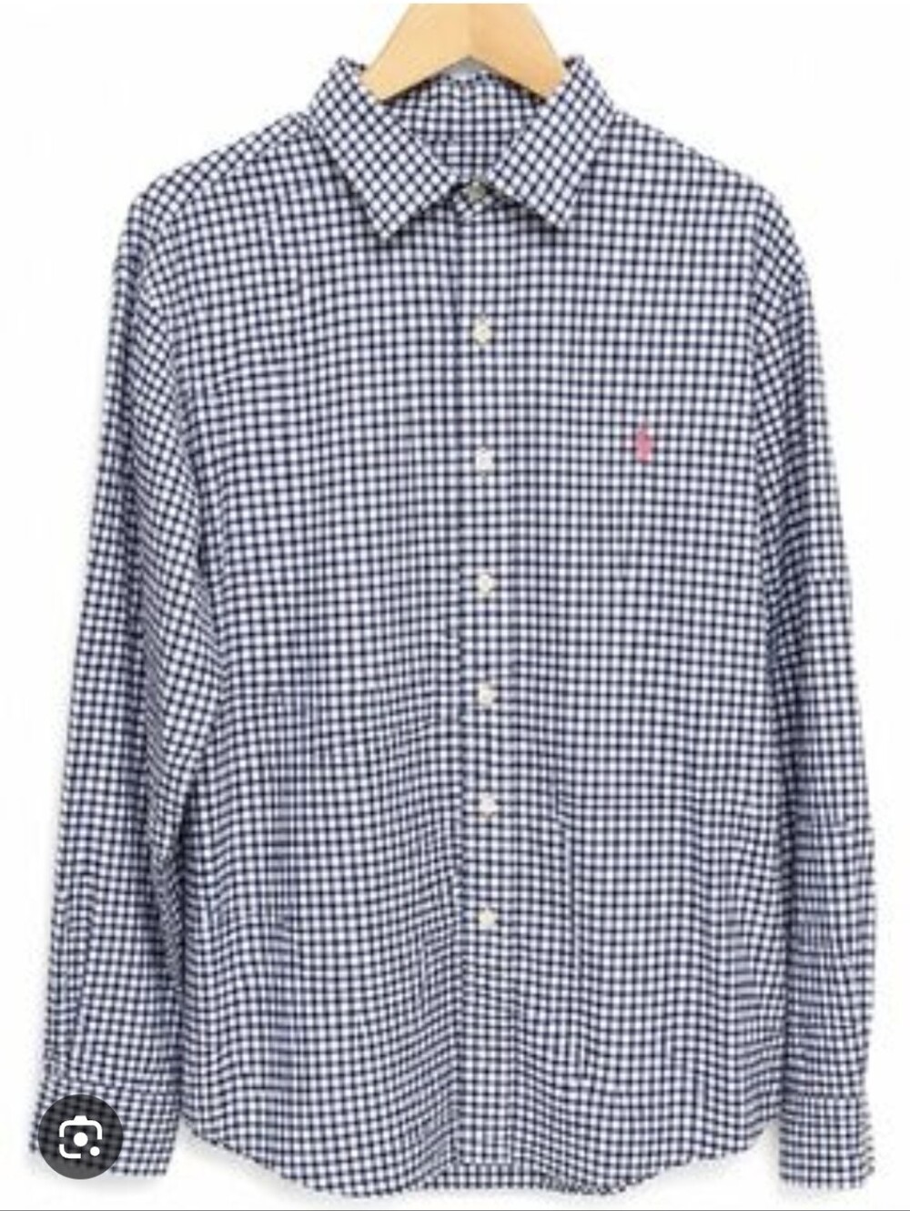 Raloh Lauren Navy Check Button-Down Shirt with Pink Logo Pony Sz.3X Big